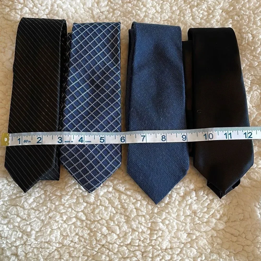 Tie Bundle. 4 Ties. 2.5”‎ wide Black/Blue